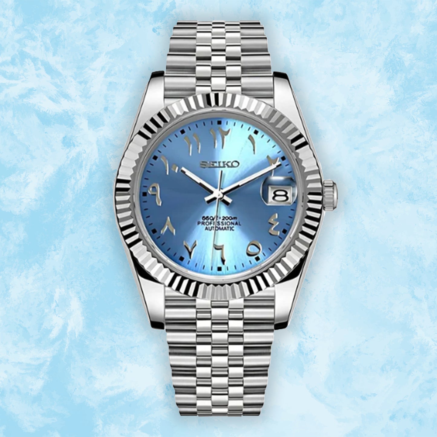 Seiko Datejust Mod Ice Blue Arabic Dial